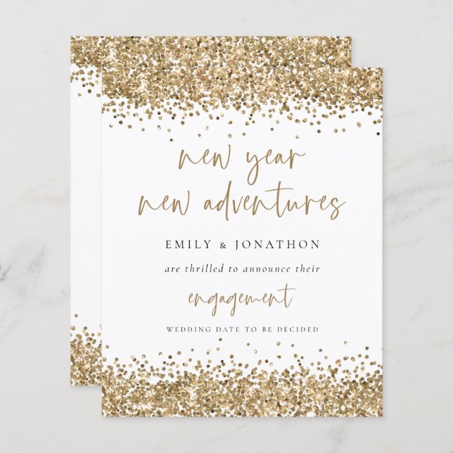 Budget Gold Glitter New Adventures  Engagement (Front/Back)