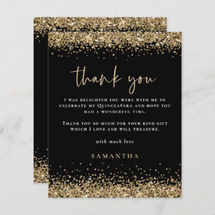 Budget Gold Glitter Quinceañera Party Thanks Black