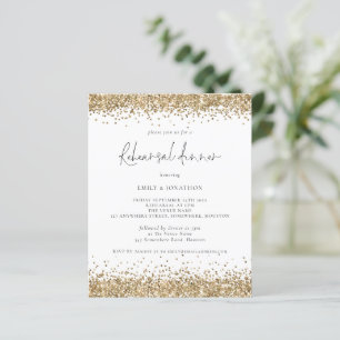 Budget Gold Glitter Rehearsal Dinner Invitation