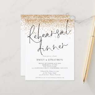 Budget Gold Glitter Rehearsal Dinner Invite