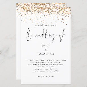Budget Gold Glitter Script Wedding Invitation