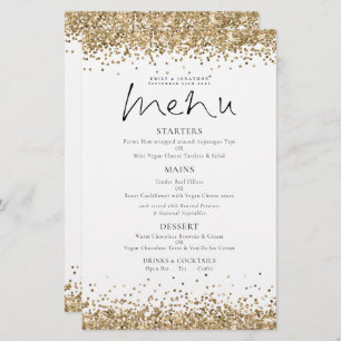 Budget Gold Glitter Script Wedding Menu