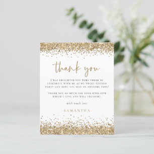 Budget Gold Glitter Sweet Sixteen Party Thank You