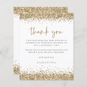Budget Gold Glitter Thirtieth Birthday Thank You