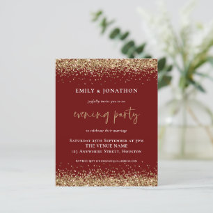 BUDGET Gold Glitter Wedding Evening Burgundy