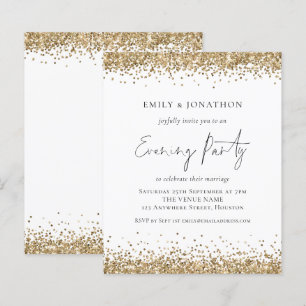 BUDGET Gold Glitter Wedding Evening Invitation