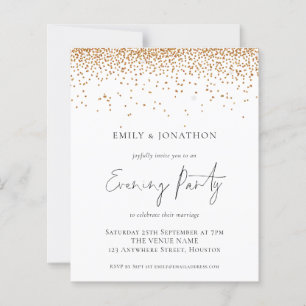 Budget Gold Glitter Wedding Evening Party Invite