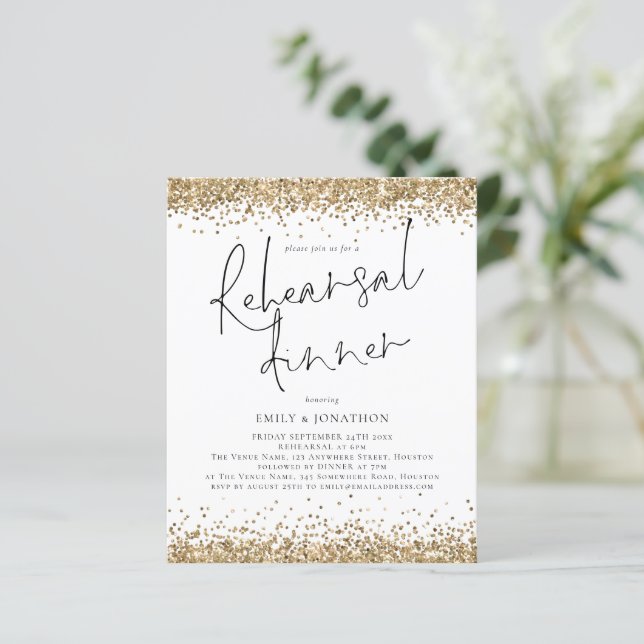 Budget Gold Glitter Wedding Rehearsal Dinner (Standing Front)