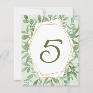 Budget Gold&Greenery Wedding Table Number