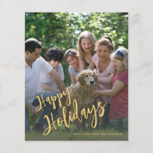 Budget gold Happy Holidays photo Holiday Card