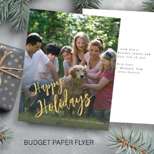 Budget gold Happy Holidays photo Holiday Card