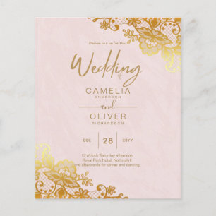 BUDGET GOLD LACE All-in-1 Wedding Invite QR Code Flyer