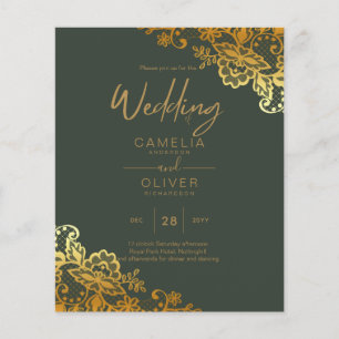 BUDGET GOLD LACE All-in-1 Wedding Invite QR Code Flyer