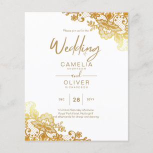 BUDGET GOLD LACE All-in-1 Wedding Invite QR Code Flyer