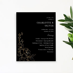 Budget Gold Lined Floral Wedding Ceremony - Black Flyer