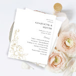 Budget Gold Lined Floral Wedding Ceremony Program<br><div class="desc">** SATIN PAPER IS PAPER THIN. UPGRADE THE PAPER FOR A THICKER PAPER. HAS AN OPTION FOR ENVELOPES. *** Save money on formal invitations with this smaller invitation that has an option for envelopes. Get your guests ready for the amazing rehearsal dinner with your Gold Lined Floral Wedding Ceremony Program...</div>