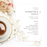 Budget Gold Lined Floral Wedding Program MEDIUM<br><div class="desc">** SATIN PAPER IS PAPER THIN. UPGRADE THE PAPER FOR A THICKER PAPER. HAS AN OPTION FOR ENVELOPES. *** Save money on formal invitations with this smaller invitation that has an option for envelopes. Get your guests ready for the amazing rehearsal dinner with your Gold Lined Floral Wedding Ceremony Program...</div>