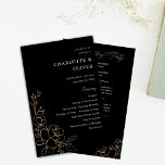 Budget Gold Lined Floral Wedding Program MEDIUM BL<br><div class="desc">** SATIN PAPER IS PAPER THIN. UPGRADE THE PAPER FOR A THICKER PAPER. HAS AN OPTION FOR ENVELOPES. *** Save money on formal invitations with this smaller invitation that has an option for envelopes. Get your guests ready for the amazing rehearsal dinner with your Gold Lined Floral Wedding Ceremony Program...</div>