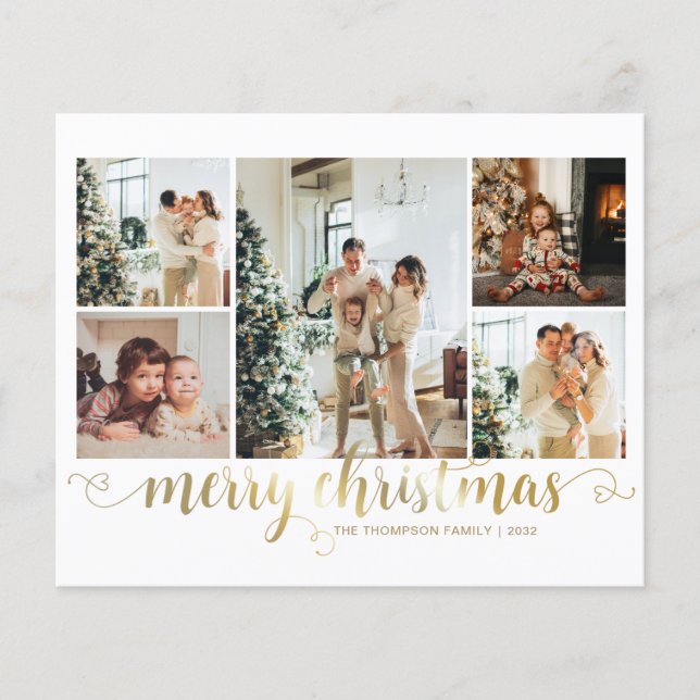 BUDGET Gold Merry Christmas Heart Script 5 Photo (Front)