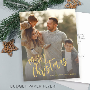 Budget gold Merry Christmas photo Holiday Card