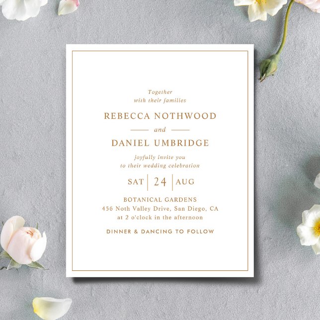 Budget Gold Minimalist Simple Wedding Invitation (Creator Uploaded)
