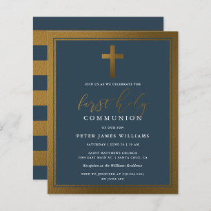 Budget Gold & Navy Blue First Holy Communion