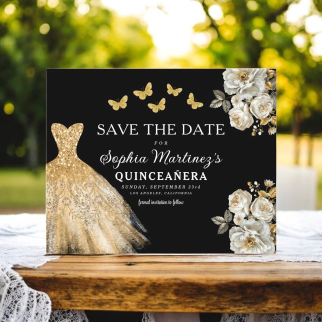 Budget Gold Save the Date Birthday Quinceanera (Creator Uploaded)