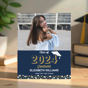 Budget Gold Script Photo Graduation Announcement