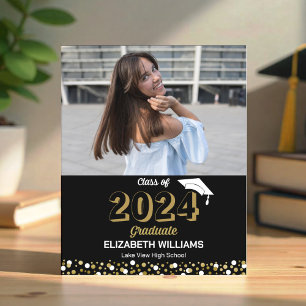 Budget Gold Script Photo Graduation Announcement