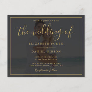 Budget Gold Script Photo Wedding Invitation