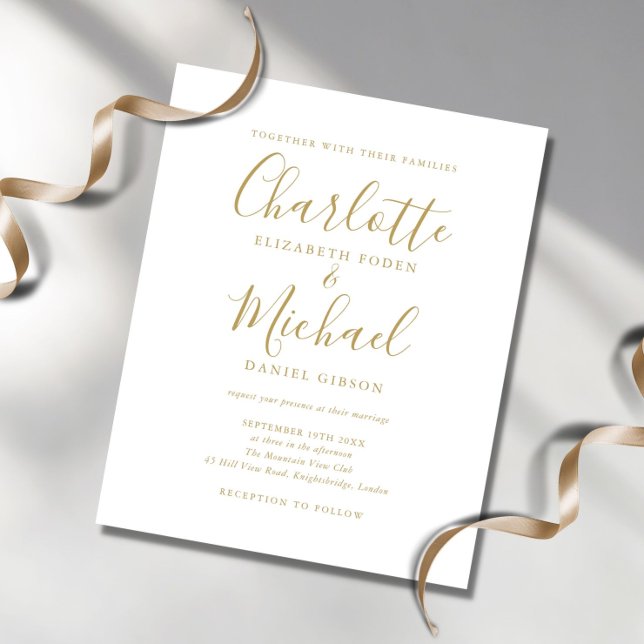 Budget Gold Script Wedding Invitation (Creator Uploaded)