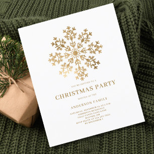 Budget Gold Snowflake Christmas Invitation Flyer