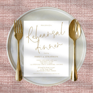 Budget Gold Text Wedding Rehearsal Dinner Invite