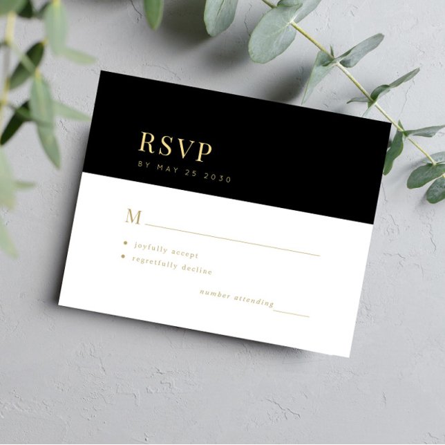 Budget gold typography minimal wedding RSVP card (Creator Uploaded)