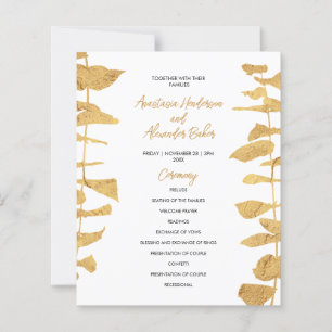 Budget Gold Wedding Program card.