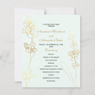 Budget Gold Wedding Program card.