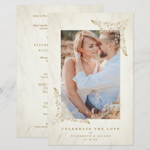 Budget Golden Lace Ornament Flourish Photo Couple 