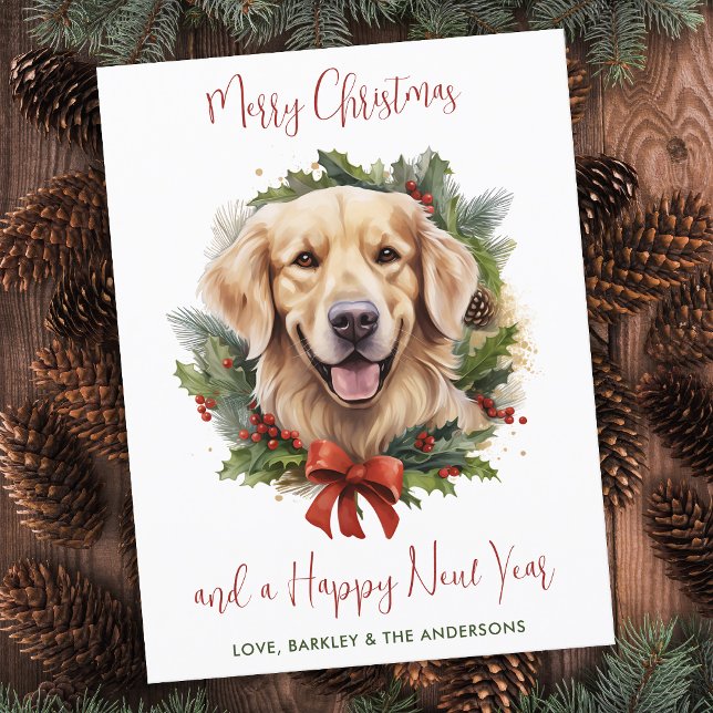 Budget Golden Retriever Dog Merry Christmas Card (Creator Uploaded)