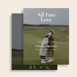 Budget Golf All Fore Love 2 Photo Couples Shower Flyer