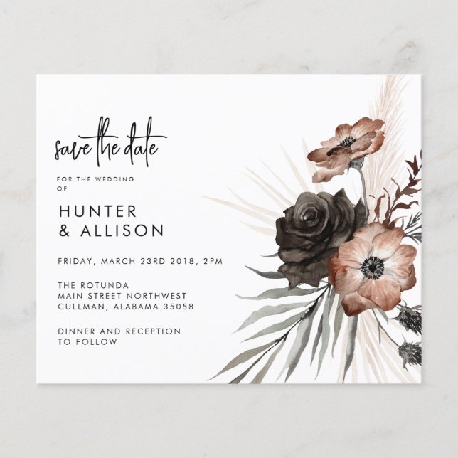 BUDGET Gothic Boho Save the Date Flyer (Front)