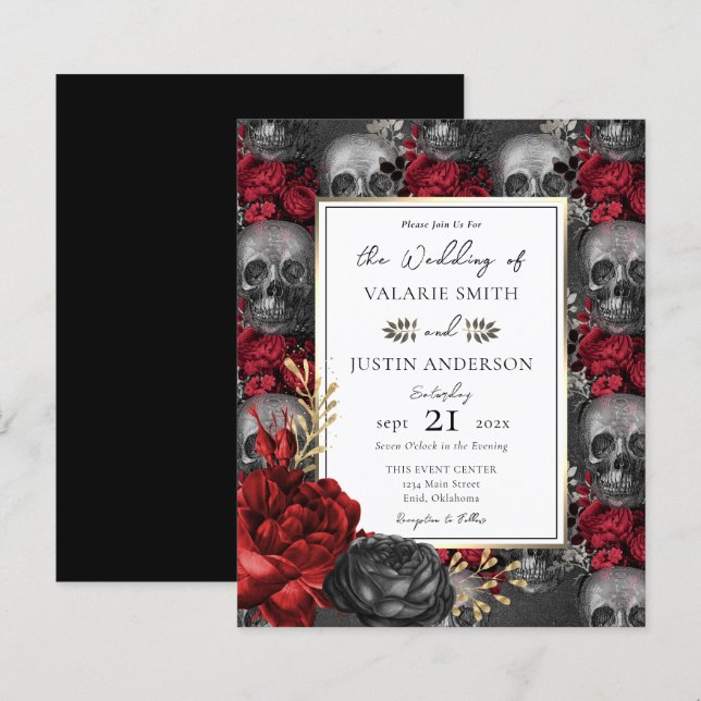 Budget Gothic Floral Skulls Wedding  (Front/Back)