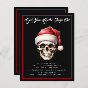 Budget Gothic Skull Christmas Party Invite