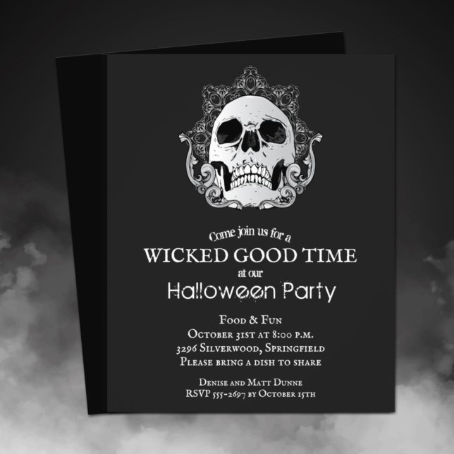 Budget Gothic Skull Halloween Invitation Flyer (Printed on affordable THIN 80 lb flyer paper - heavier paper available in our collection.)