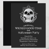 Budget Gothic Skull Halloween Invitations