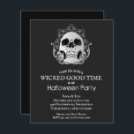 Budget Gothic Skull Halloween Party Invitation<br><div class="desc">Small 4.5" x 5.6" paper invitations feature an ornate skull on a black background and your party details in chic white lettering. These affordable invites are printed on 110 lb paper available in 3 sizes. Fun for Halloween costume party invitations, Halloween birthday party invitations, just change the wording to fit...</div>