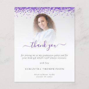 Budget Grad Photo Purple Glitter Thank You