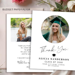 Budget graduate 2 photo graduation thank you card