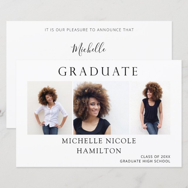 Budget Graduate 3 Photo Announcement MEDIUM (Front/Back)