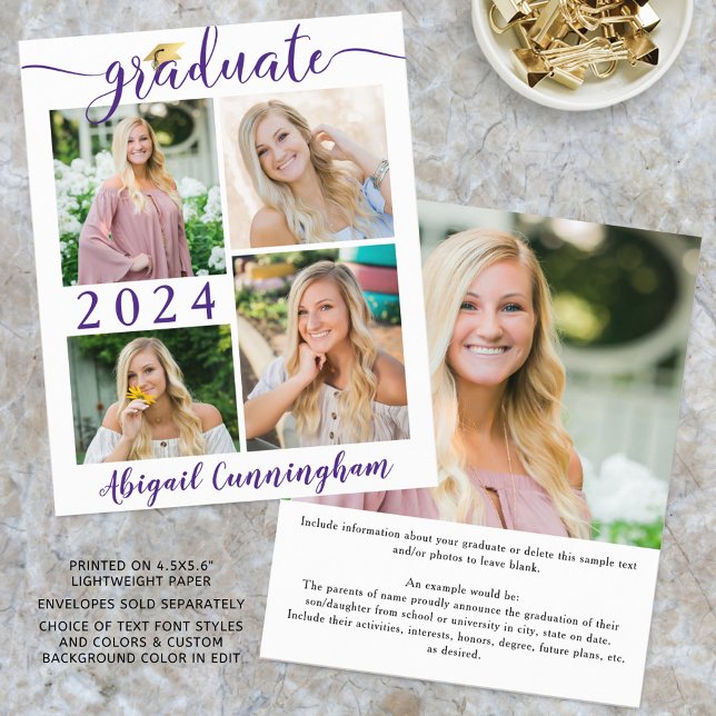 Budget Graduate Announcement Purple Script (Creator Uploaded)