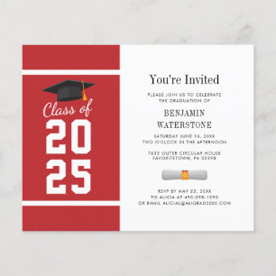 Budget Graduation 2022 Modern Red White Minimalist